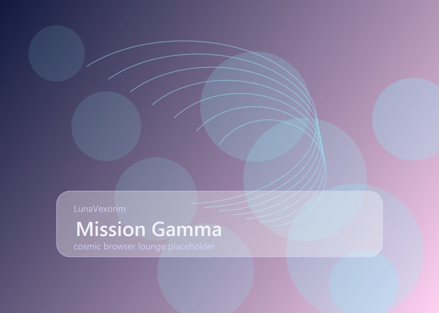 Mission Gamma badge unlock screen with pale pink lunar geometry